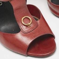 Tom Ford Red Leather Open Toe Ankle Boots Size 39.5