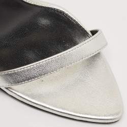 Tom Ford Silver Leather Padlock Ankle Strap Sandals Size 38