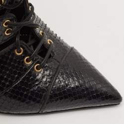 Tom Ford Black Python Leather Ankle Length Boots Size 36.5