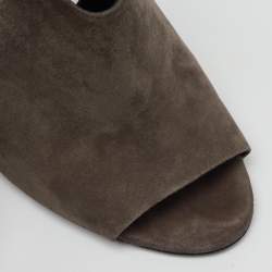 Tom Ford Dark Grey Suede Open Toe Ankle Strap Sandals Size 39.5