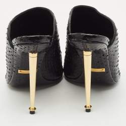 Tom Ford Black Python Peep Toe Mules Size 37.5
