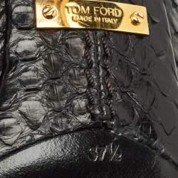 Tom Ford Black Python Peep Toe Mules Size 37.5