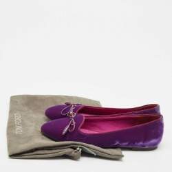 Tom Ford Purple Velvet Bow Almond Toe Smoking Slippers Size 39