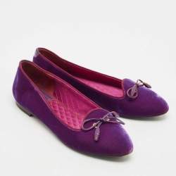 Tom Ford Purple Velvet Bow Almond Toe Smoking Slippers Size 39