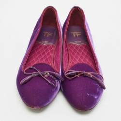 Tom Ford Purple Velvet Bow Almond Toe Smoking Slippers Size 39