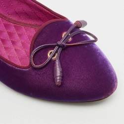 Tom Ford Purple Velvet Bow Almond Toe Smoking Slippers Size 39