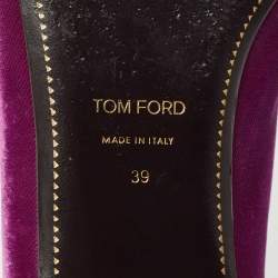 Tom Ford Purple Velvet Bow Almond Toe Smoking Slippers Size 39