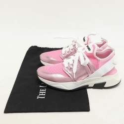 Tom Ford Pink Leather and Mesh Jago Low Top Sneakers Size 36.5