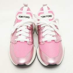 Tom Ford Pink Leather and Mesh Jago Low Top Sneakers Size 36.5