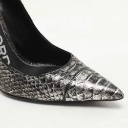 Tom Ford Silver/Black Python Pointed Toe Pumps Size 37