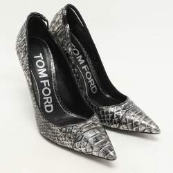 Tom Ford Silver/Black Python Pointed Toe Pumps Size 37