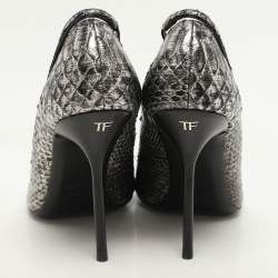 Tom Ford Silver/Black Python Pointed Toe Pumps Size 37
