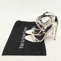 Pre Owned Tom Ford White Leather Strappy Sandals Size 37