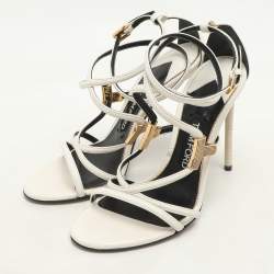Pre Owned Tom Ford White Leather Strappy Sandals Size 37