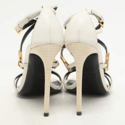 Pre Owned Tom Ford White Leather Strappy Sandals Size 37