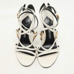 Pre Owned Tom Ford White Leather Strappy Sandals Size 37