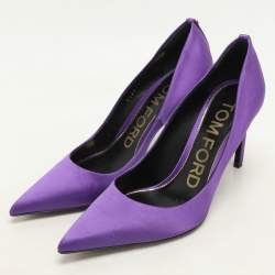 Tom Ford Purple Satin Pointed Toe Pumps Size 37