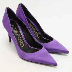 Tom Ford Purple Satin Pointed Toe Pumps Size 37