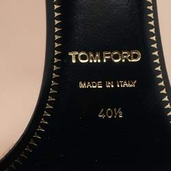 Tom Ford Beige Leather Padlock Ankle Wrap Pumps Size 40.5