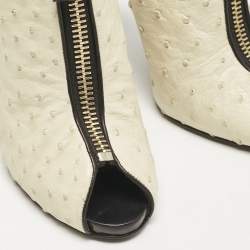 Tom Ford Cream/Black Ostrich Leather Booties Size 39