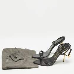 Tom Ford Black Leather Padlock Ankle Strap Sandals Size 40