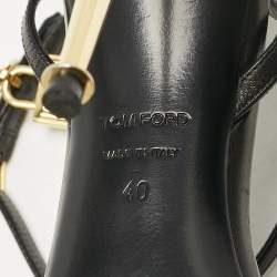 Tom Ford Black Leather Padlock Ankle Strap Sandals Size 40