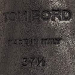 Tom Ford Black Paneled Leather Ankle Strap Sandals Size 37.5