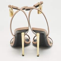 Tom Ford Beige Leather Padlock Ankle Strap Sandals Size 40