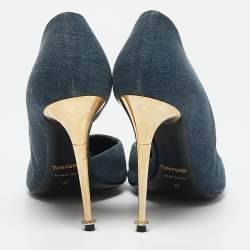 Tom Ford Blue Denim Pointed Toe D'orsay Pumps Size 37