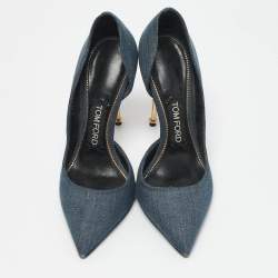 Tom Ford Blue Denim Pointed Toe D'orsay Pumps Size 37