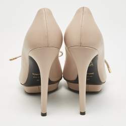 Tom Ford Beige Leather Peep Toe Pumps Size 37