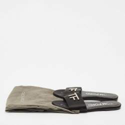 Tom Ford Black Satin TF Flat Slides Size 38