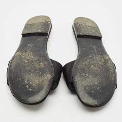 Tom Ford Black Satin TF Flat Slides Size 38