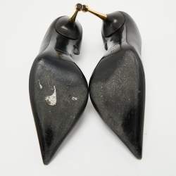 Pre Owned Tom Ford Black Leather Bow D'orsay Pumps Size 37