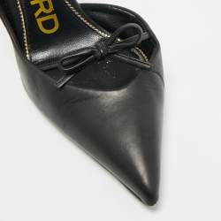 Pre Owned Tom Ford Black Leather Bow D'orsay Pumps Size 37