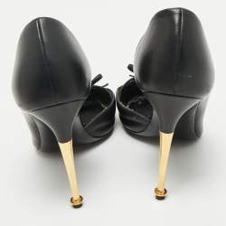 Pre Owned Tom Ford Black Leather Bow D'orsay Pumps Size 37