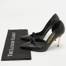 Pre Owned Tom Ford Black Leather Bow D'orsay Pumps Size 37