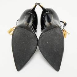 Pre Owned Tom Ford Black Patent Leather Padlock Ankle Wrap Pointed Toe Pumps Size 41