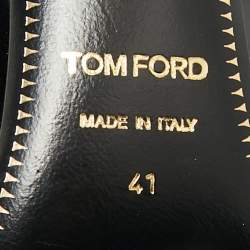 Pre Owned Tom Ford Black Patent Leather Padlock Ankle Wrap Pointed Toe Pumps Size 41