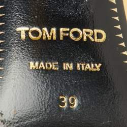 Pre Owned Tom Ford Metallic Gold Leather Padlock Pointed Toe Pumps Size 39