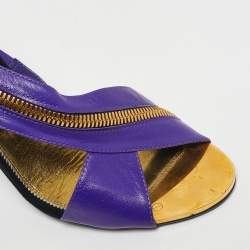 Pre Owned Tom Ford Purple Leather Zip Ankle Strap Sandals Size 40