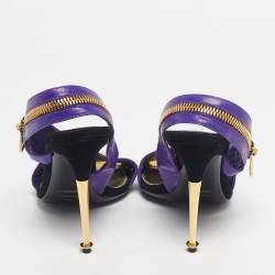 Pre Owned Tom Ford Purple Leather Zip Ankle Strap Sandals Size 40
