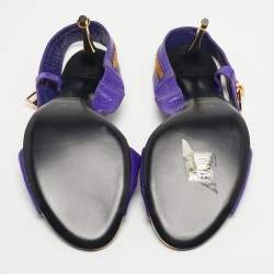 Pre Owned Tom Ford Purple Leather Zip Ankle Strap Sandals Size 40