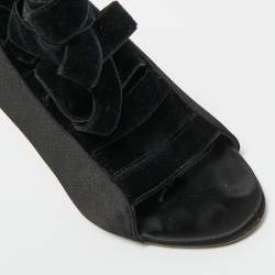 Pre Owned Tom Ford Black Satin Open Toe Ankle Booties Size 37.5