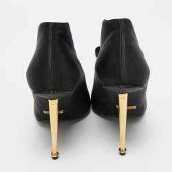 Pre Owned Tom Ford Black Satin Open Toe Ankle Booties Size 37.5