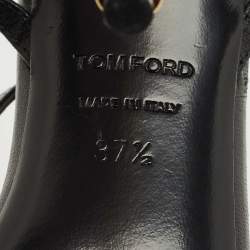 Pre Owned Tom Ford Black Leather Padlock Ankle Strap Sandals Size 37.5