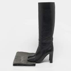 Pre Owned Tom Ford Black Leather Knee Length Boots Size 38