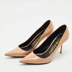 Pre Owned Tom Ford Beige Patent Leather Classic Pointed Toe Pumps Size 40