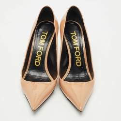 Pre Owned Tom Ford Beige Patent Leather Classic Pointed Toe Pumps Size 40