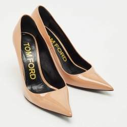 Pre Owned Tom Ford Beige Patent Leather Classic Pointed Toe Pumps Size 40